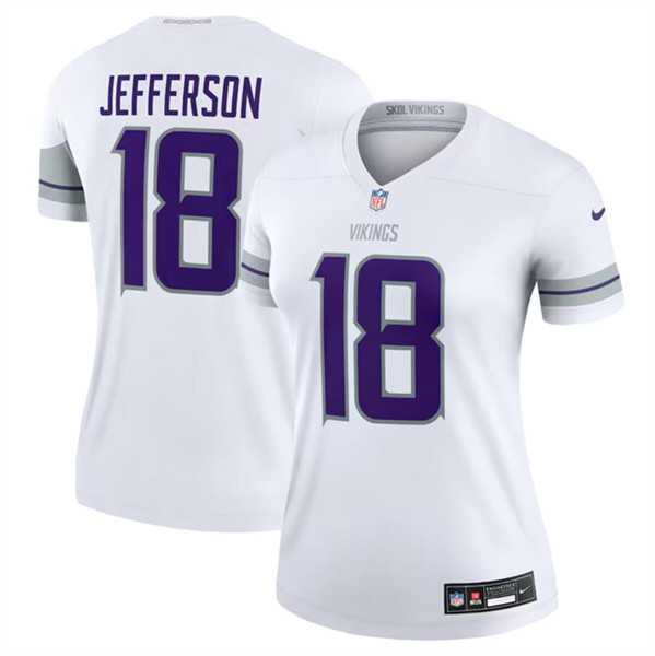 Women%27s Minnesota Vikings #18 Justin Jefferson White Winter Warrior Limited Football Stitched Jersey Dzhi